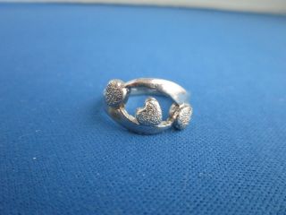 Vintage Sterling Silver 925 Size 6 Triple Heart Ring