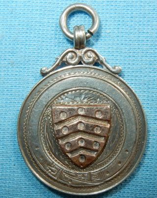 1931 Antique Silver & Rose Gold Pocket Watch Fob Medal Atlas 10.  4 Grams