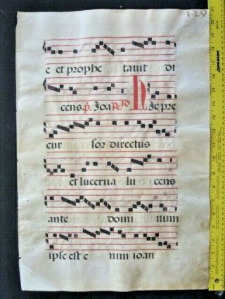 Huge Medieval Music Manuscript,  Lf,  Vellum,  Handpainted Initial,  C.  1520,  129