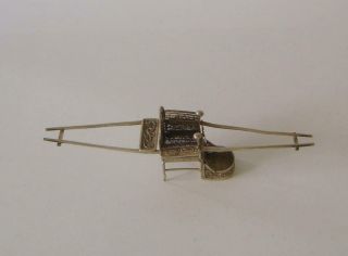 An Antique Chinese Export Solid Silver Model Of A Sedan Chair