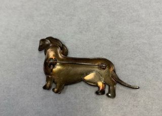Antique Brooch Pin Vintage Sterling Silver And Enamel Dachshund Sausage Dog 7