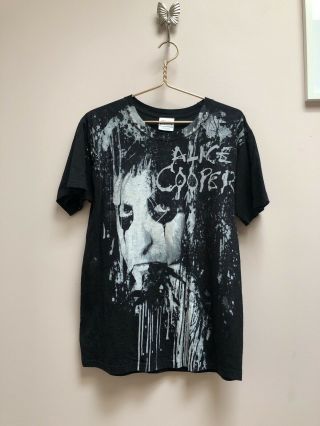 Alice Cooper Vintage T Shirt Hanes Spider Web Heavyweight Size M Black White Tee