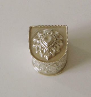 An Ornately Embossed Vintage Continental Solid Silver Pill Box 26 Grams
