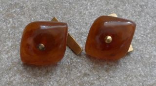 Old Vintage Baltic Amber Cufflinks Authentic Jewellery Natural
