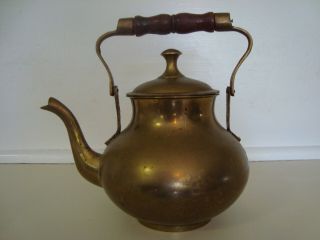 Vintage Brass Tea Pot (wood Handle)