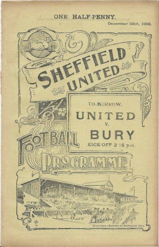 Antique Programme Sheffield United Reserves V Hull City Res 28 - 12 - 1908