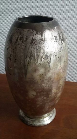 Vintage Wmf Ikora Silver Plated Vase Patina Retro Metalware 20th Century 1930s?