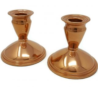 Coppercraft Guild Candlestick Holders 3.  75 Inches Set Of 2 Usa Vintage