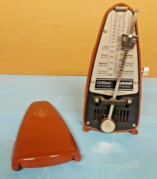 Brown German - Made Vintage Willner Taktell Piccolo Wind - Up Mechanical Metronome