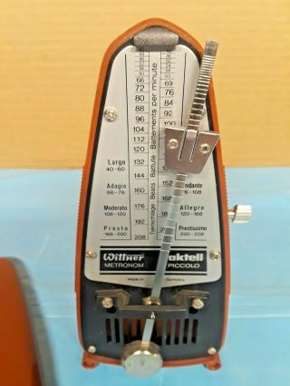 Brown German - Made Vintage Willner Taktell Piccolo Wind - Up Mechanical Metronome 2