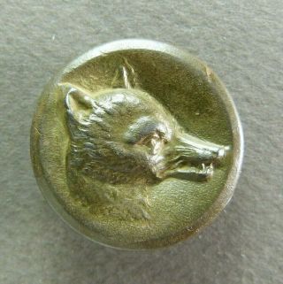 French Antique 19th Button.  Hunting.  Fox Brass And Iron