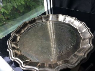 Vintage Plated Brass Metal Tray Platter Serving Dish