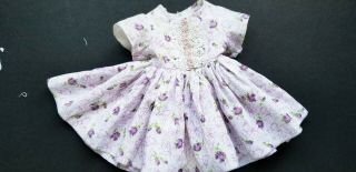 Vintage 1950,  S Lavander And White Doll Dress With Fancy Lace Trim Fits 18 " Doll