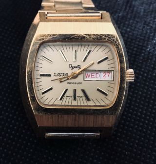Vintage Dynasty Day Date Gold Plated Automatic Swiss Made Mens Watch