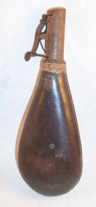 Antique Leather Black Powder Gunpowder Flask Muzzleloader Cap & Ball