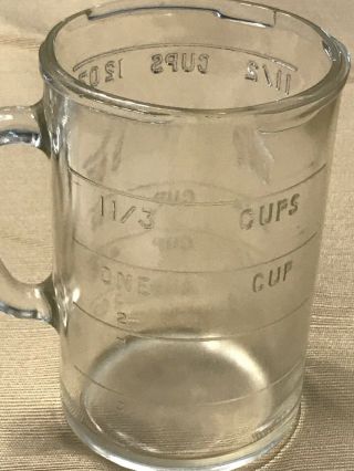 1950’s Antique Clear Glass Measuring 1.  5 Cup Glass 12 Oz