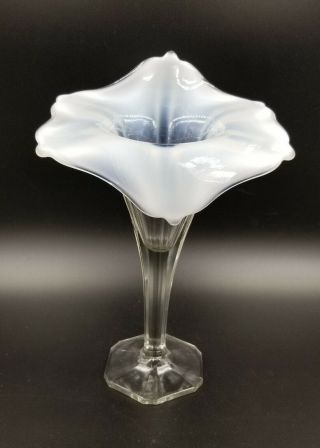 Antique 11 " Jack In The Pulpit Opalescent Fluted Vase By Dugan Early 1900 