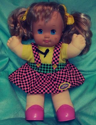 1989 Mattel Magic Nursery Vintage Blonde Baby Doll With Dress
