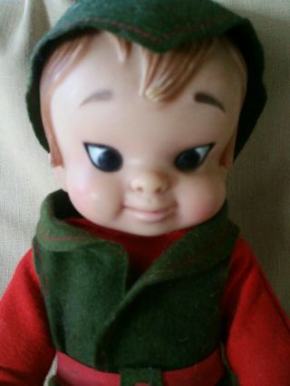 Vintage Uneeda Rubber Peter Pan? Elf Pixie? 11 IN.  Fully Dressed MARKED Uneeda 4