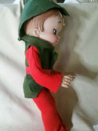 Vintage Uneeda Rubber Peter Pan? Elf Pixie? 11 IN.  Fully Dressed MARKED Uneeda 5