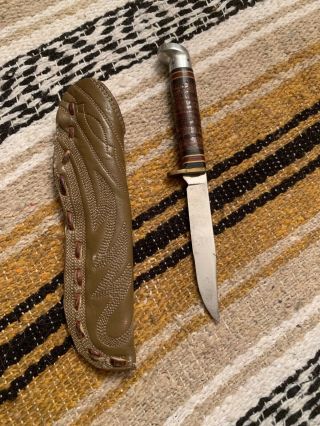 Vintage Western Usa L48b Hunting Bushcraft Survival Bowie Knife W/ Custom Sheath