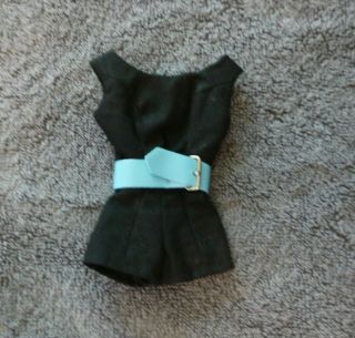 Vintage Barbie Scoop Neck Playsuit Pak,  Black With Blue Belt Near