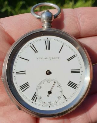 1911 Antique Sterling Silver Kendal & Dent Pocket Watch