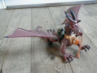 2002 Mega Bloks Dragons - Purple Dragon W/ Orange Power Stone / Crystal & Figure