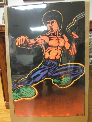 Vint Bruce Lee Flying Side Kick Velvet Poster 75 