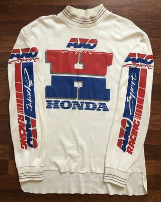 Vtg 80s Axo Sport Honda Jersey Shirt Sz Xl White Thermal Vintage