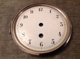Clock Dial Ceramic In Chrome Bezel Needs Hinge Pin Ex Clockmakers Parts 121mm