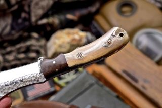 CFK Handmade Hammered D2 Custom Sheep Horn Hybrid - Tracker Hunting Skinning Knife 5