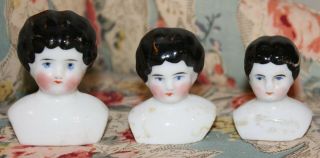 3 Antique China Doll Heads Made In Germany