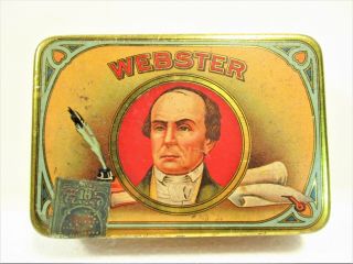 Antique " Webster " Cigar Company Small Colorful Tin,