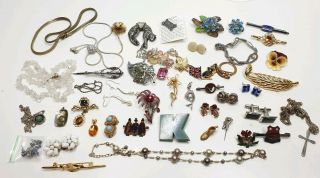 Antique Or Vintage Mixed Costume Jewellery Jewelry Joblot Brooch Nr