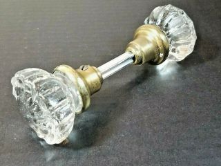 Vintage Crystal Glass 12 Point Door Knob With Spindle