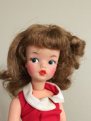 Vintage 1960s Ideal Brunette Blue Eyes Tammy Doll Bs - 12 With Red Dress Nipples