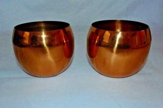 2 Vintage Coppercraft Guild Usa Roly Poly Mugs Copper Moscow Mule Cactus Planter