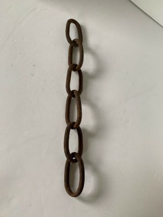 6 Old Large Rusty Chain Links - 18 " Long - 1/2 " Steel Links Measure 3 1/2 " X 2 "