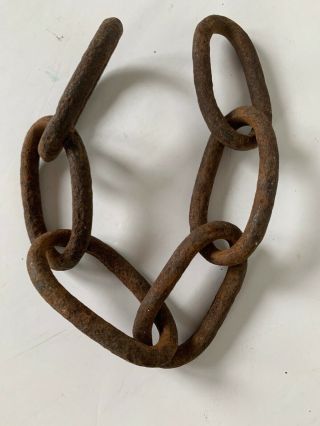 6 Old Large Rusty Chain Links - 18 