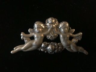 Antique Vintage Art Deco Sterling Silver Cherub Angel Pin Brooch