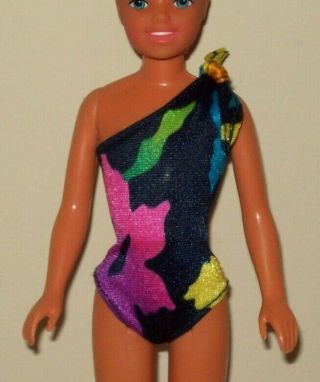 Vintage Tropical Teen Skipper Doll Clothes One Shoulder Swimsuit Bathing Suit