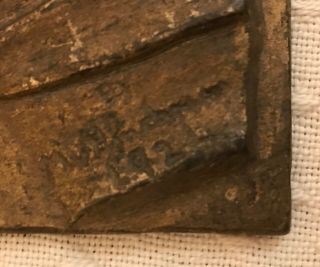 Antique Bronze Relief Plaque George Fisher Baker Banker RR Signed M V Hinchman 3
