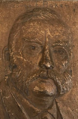 Antique Bronze Relief Plaque George Fisher Baker Banker RR Signed M V Hinchman 4