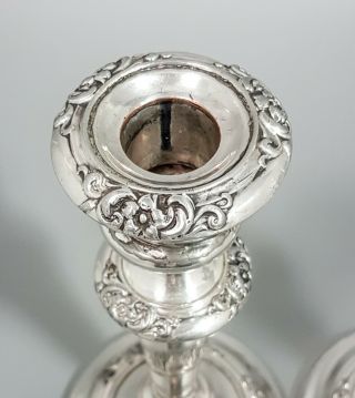 1790 ' s Georgian Old Sheffield silver plate pair 2 candlesticks floral round 4