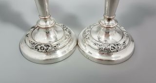 1790 ' s Georgian Old Sheffield silver plate pair 2 candlesticks floral round 5