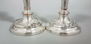 1790 ' s Georgian Old Sheffield silver plate pair 2 candlesticks floral round 8