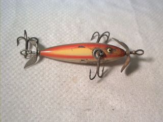 Vintage Old Wood Fishing Lure Pflueger 3 Hook Neverfail Minnow Rainbow Ge