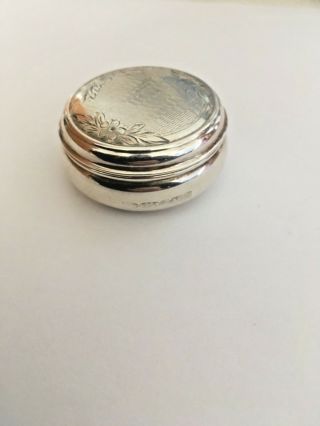 A Very Pretty Hallmarked Silver Pill Box