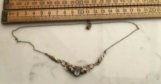 Pretty Vintage Or Antique Rolled Gold Necklace With Aquamarine (?) Stone